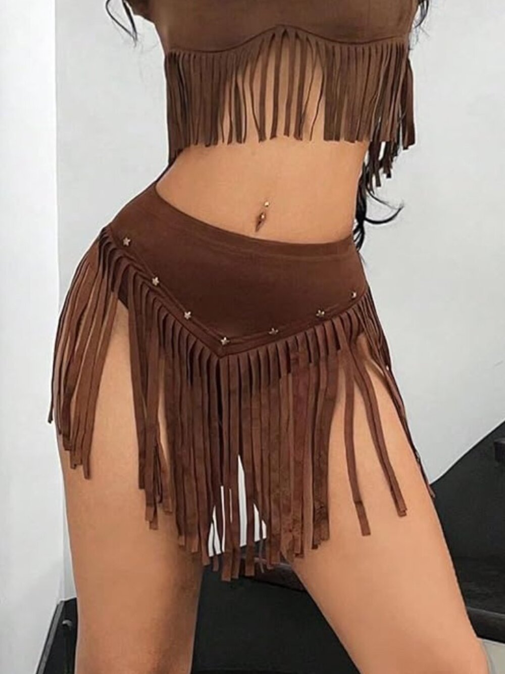 Women's Beaded Fringe Trim Mini Skirt